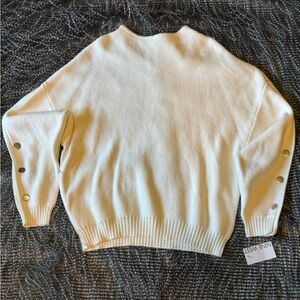 Nine West Off-White Button Sleeve Sweater
